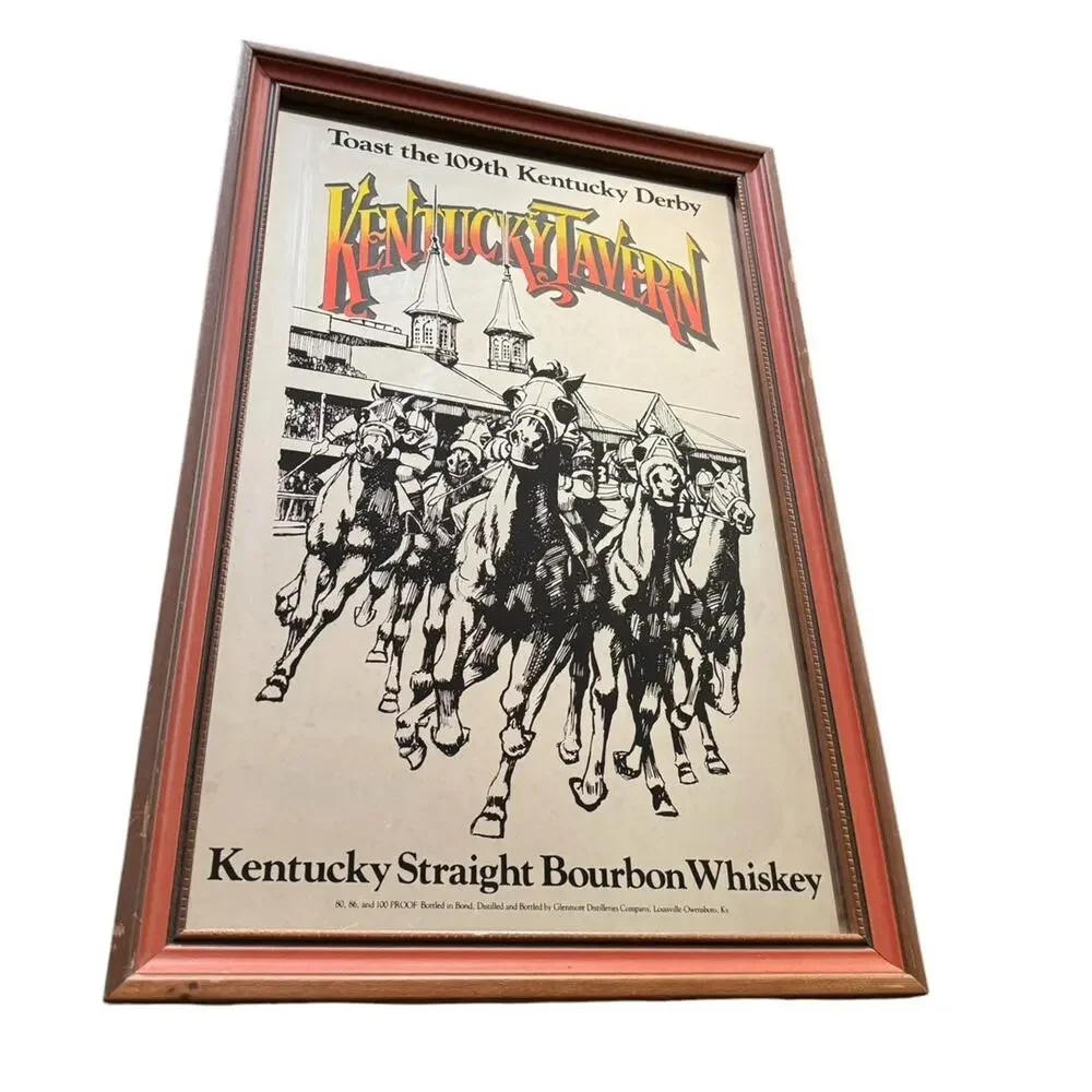 Vintage‎ Kentucky Tavern Bourbon Mirror 1983 Derby 109 Horse Racing Bar Decor